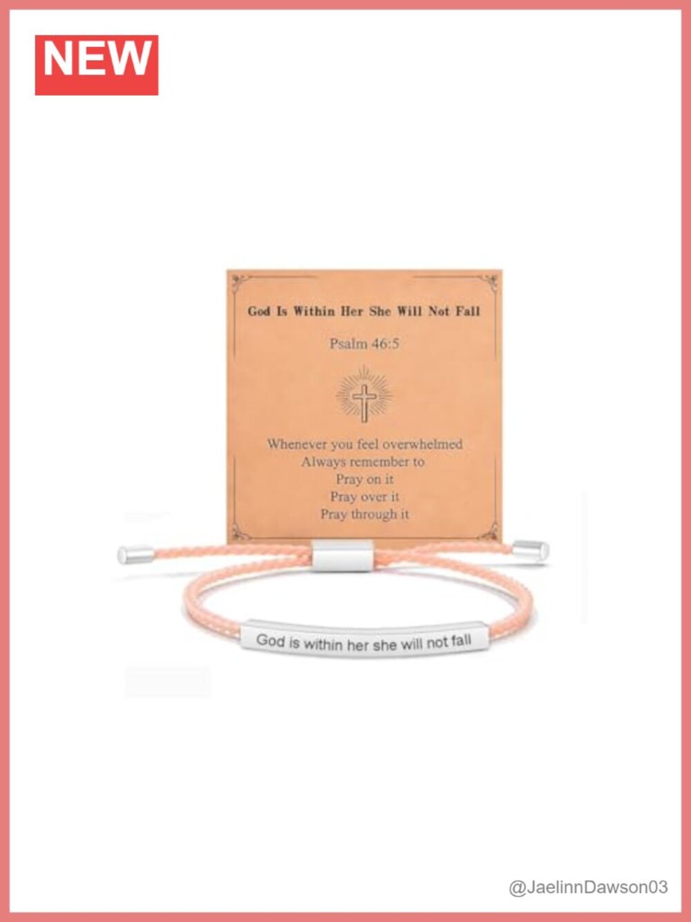 Adjustable Braided Stainless Steel Engraving Inspirational Faith Bracelet